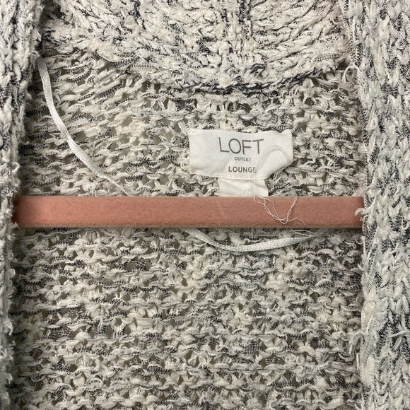 Loft Lounge sweater, size Large, gray and white knit - Picture 6 of 6